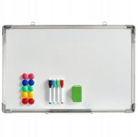 Tablica Magnetyczna Suchościeralna Biała + Magnesy Pisaki Gąbka 60x40 cm