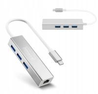 Przejściówka HUB USB-C Fast Ethernet 3x USB 3.0 RJ45 Adapter Kabel RJ-45