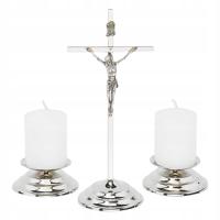 ZESTAW KOLĘDOWY STAL NIERDZEWNA (krzyż + świeczniki)