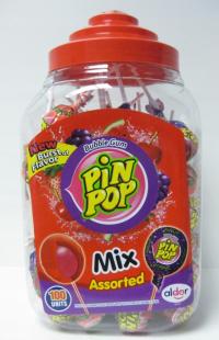 Леденцы Pin Pop Mix ассорти фруктовые с резиной 100 шт