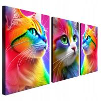 Obraz na płótnie do salonu na ścianę 3 częściowy kolorowe koty 120x60