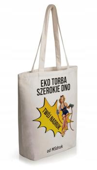 EKO Torba bawełniana z własnym nadrukiem shopperka SZEROKIE DNO