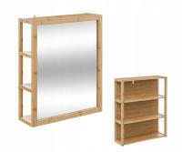 Бамбуковое зеркало для ванной комнаты с полками 60x48 см