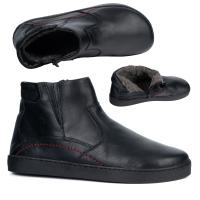 Buty męskie barefoot zimowe skórzane 756MP na zamek tęgie czarne