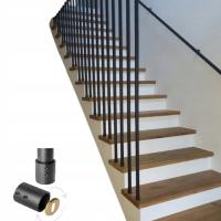 BALUSTRADA NA SCHODY BARIERKA TRALKA SŁUPEK CZARNY fi 25mm 148 CM HARFA