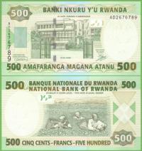 RWANDA 500 FRANCS 2008 P-34 UNC RZADSZA DATA