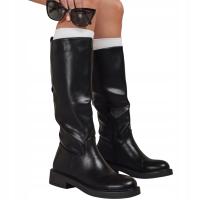 Kozaki damskie skórzane czarne ZY1276