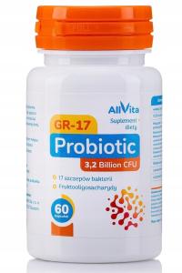 Probiotyk na jelita GR-17 + FOS 17 szczepów 60 kaps CERTYFIKATY ! Allvita