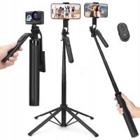 Selfie stick Tech-Protect czarny z pilotem Bluetooth i statywem