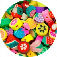 OWOCE KORALIKI FIMO POLIMEROWE 7-12 MM 20SZT mix Z UTWARDZONEJ MODELINY