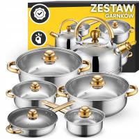 НАБОР КУХОННЫХ ГОРШКОВ 11 EL. ГАЗОВАЯ ИНДУКЦИЯ ЧАЙНИК СКОВОРОДА КРЫШКИ