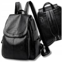 Женский кожаный рюкзак для работы в школе городской черный удобный прочный кожаный рюкзак