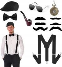 Zestaw retro lata 20 męski wielki gatsby gangster 7w1 strój karnawał