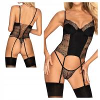 Obsessive корсет и стринги Sharlotte черный S / M