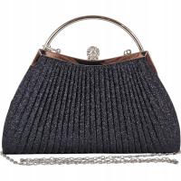 Torebka puzderko kopertówka wieczorowa wizytowa czarna do ręki wesele