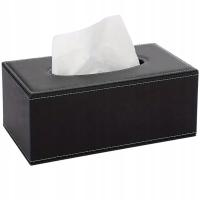 Контейнер коробка для салфеток носовой платок черный эко кожа элегантный