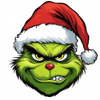 Naprasowanka Grinch w czapce Mikołaja 10cm #N559