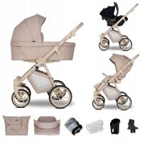 Детская коляска 3в1 EMJOT EQ темно-бежевая многофункциональная сумка Acces. Cosmo