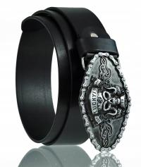 КОЖАНЫЙ РЕМЕНЬ ДЛЯ БРЮК 4 СМ ЧЕРНЫЙ МОТОЦИКЛИСТ