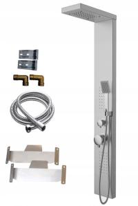 Narożny panel łazienkowy z hydromasażem, natrysk, mocowania w komplecie