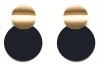 Серьги элегантные золотые черные висячие круглые серьги-кольца
