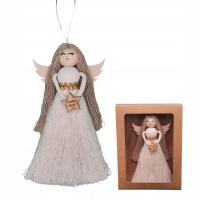 ANIOŁEK NA CHOINKĘ MAKRAMA ZAWIESZKA W PUDEŁKU KOLOR ECRU