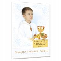 Pamiątka Pierwszej Komunii Świętej dla chłopca książeczka + grawer Komunia