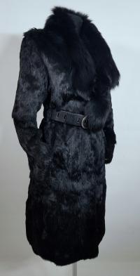 Naturalne futro piękne kruczoczarne leciutkie trencz królik lis M 38