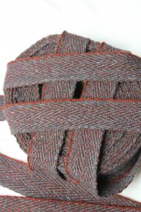 Wełniana Krajka Ręcznie Tkana Pas Pasek Owijacze 28 mm SZARO - CZERWONA