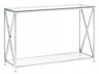 КОНСОЛЬ ТУАЛЕТНЫЙ СТОЛИК ХРОМИРОВАННАЯ СТЕКЛЯННАЯ СТОЛЕШНИЦА С ПОЛКОЙ