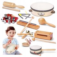 Drewniane Instrumenty Premium Zestaw Edukacyjny dla Dzieci Cymbałki 11 EL