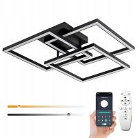 LAMPA SUFITOWA LED ŻYRANDOL CZARNY KWADRATOWY NOWOCZESNY Z PILOTEM APP 40W