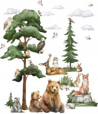 Наклейки на стену для детей лес животные лес