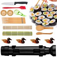 ZESTAW DO SUSHI 19 ELEMENTÓW: BAMBUS, ROLKA, NÓŻ, MATA + PREZENT