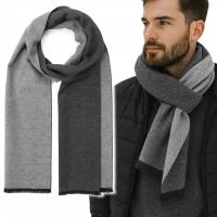 Klasyczny SZALIK MĘSKI Z WEŁNĄ DWUSTRONNY CIEPŁY szal zimowy MODNY PREMIUM