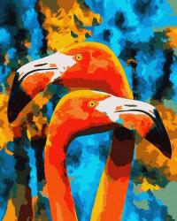Obraz Malowanie po numerach Pomarańczowe flamingi 40x50 IDEYKA NA RAMIE