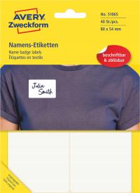 Samoprzylepne Identyfikatory Avery do opisu 80x54mm biała folia