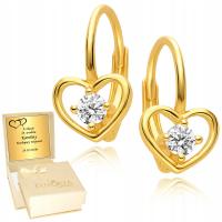 Золотые серьги 925 английские сердечки нежное сердце с Цирконом