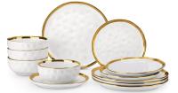 Elegancki serwis LOVECASA zastawa na 8 osób / 24el biała złote wykończenie