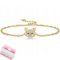 Srebrna bransoletka celebrytka dla dziewczynki srebro pozłacane 925 kotek