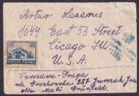 1945 Warszawa Chicago USA koperta z cenzurą wojskową