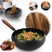 PATELNIA ŻELAZNA 28CM CZARNA Z GRUBYMI ŚCIANKAMI DO SMAŻENIA GŁĘBOKIEGO