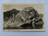 Stara pocztówka Pieniny, skała na Dunajcu Kotuńka