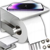 Держатель туалетной бумаги с полкой для телефона лофт туалет серебряный хром блеск