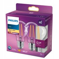 2x лампа E27 PHILIPS LED 7W = 60W накаливания ретро теплый цвет 2700K 806lm