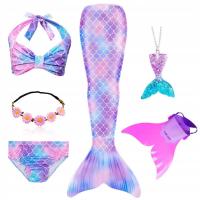 Strój kąpielowy Dla Dziewczynki Dwuczęściowy Ogon Syreny 130/134 Fioletowy