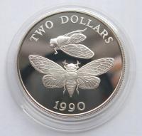 BERMUDA 2 $ 1990 PROOF MOTYL SREBRO