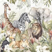 Фотообои животные джунгли жираф слон 250x250