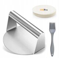 PRASKA DO MIĘSA BURGERÓW KOTLETÓW NA HAMBURGERY + PĘDZELEK + 100 PAPIERKÓW