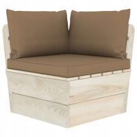 Sofa Narożna Ogrodowa z Palet, Drewno Świerkowe, Taupe, 60x60x65 cm
